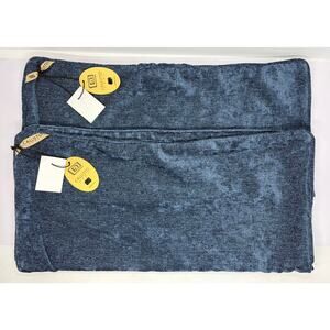 2 Callisto Home Blue Velvet 24” x 24” Pillow Shams NWT Textured Luxury Covers